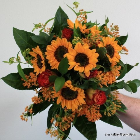 Sunflower and Rose Posy